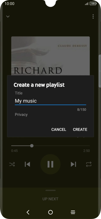 Key in a name for the playlist and press CREATE.