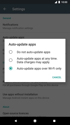 To turn off automatic update of apps, press Do not auto-update apps.