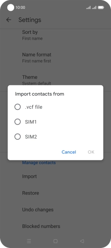 Press the required SIM.