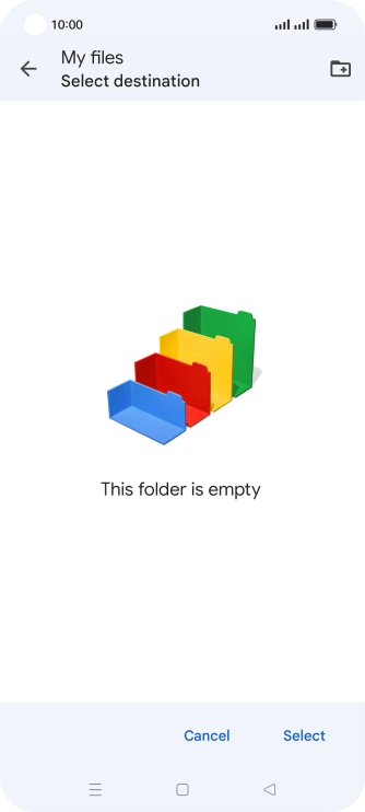 To create a new folder, press the new folder icon and follow the instructions on the screen to create a new folder.
