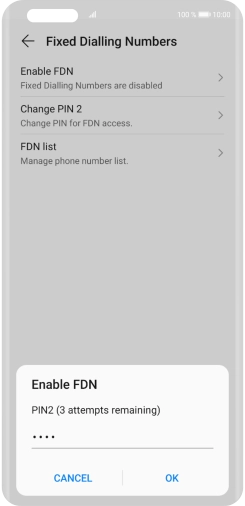 Key in your PIN2 and press OK. The default PIN2 is 0000.