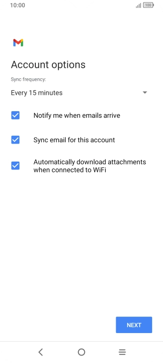 If this screen is displayed, you email account has been recognised and set up automatically. Follow the instructions on the screen to key in more information and finish setting up your phone.