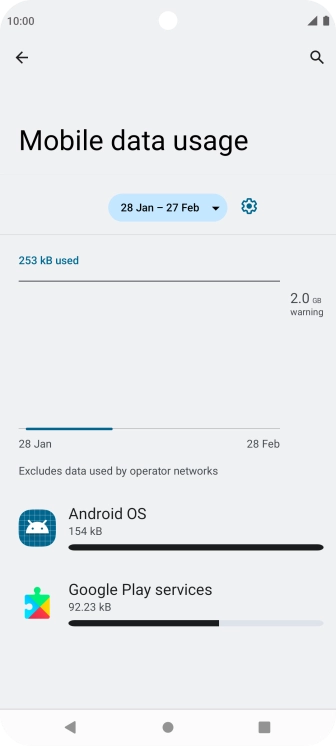 The data usage for each application is displayed below the name of the application.