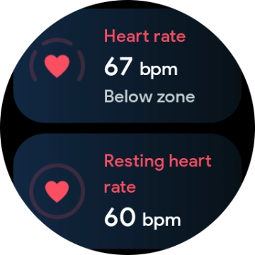 Your heart rate is displayed below Heart rate.