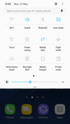 Press Flight mode to turn the function on or off.