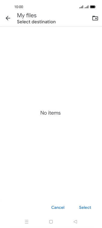 To create a new folder, press the new folder icon and follow the instructions on the screen to create a new folder.
