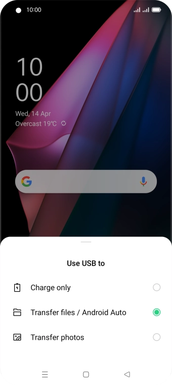 Press Transfer files / Android Auto.