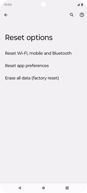 Press Erase all data (factory reset).