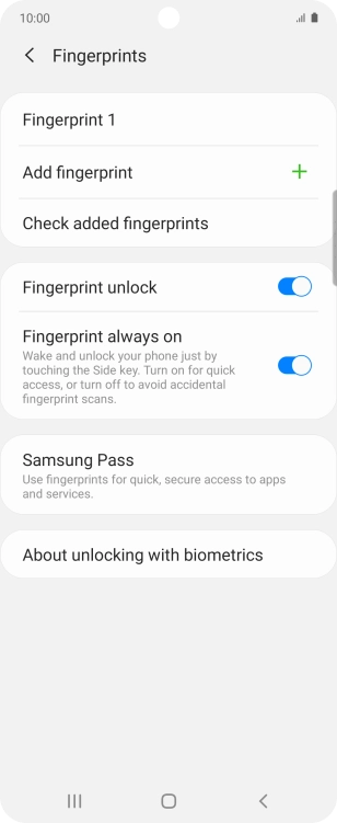 Press the indicators next to the required settings to turn them on or off.