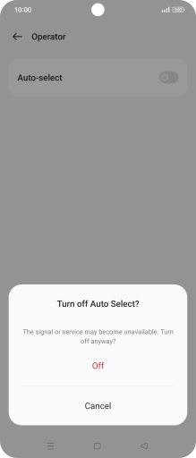 Press Off to turn off the function and wait while your phone searches for networks.