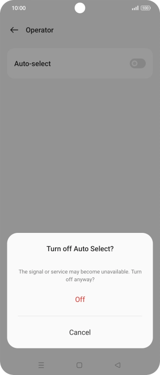 Press Off to turn off the function and wait while your phone searches for networks.
