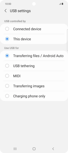 Press Transferring files / Android Auto.