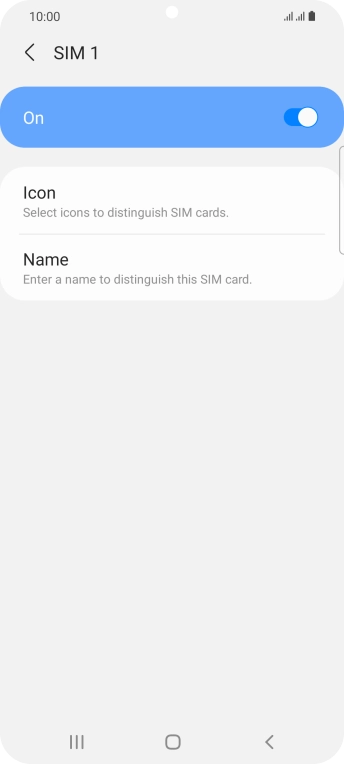 Press the indicator to turn use of the SIM on or off.