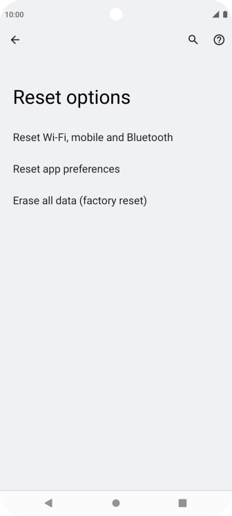 Press Erase all data (factory reset).