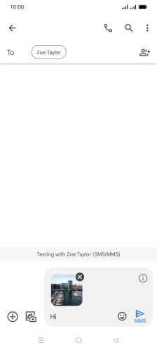 Press the send icon when you've finished your MMS.