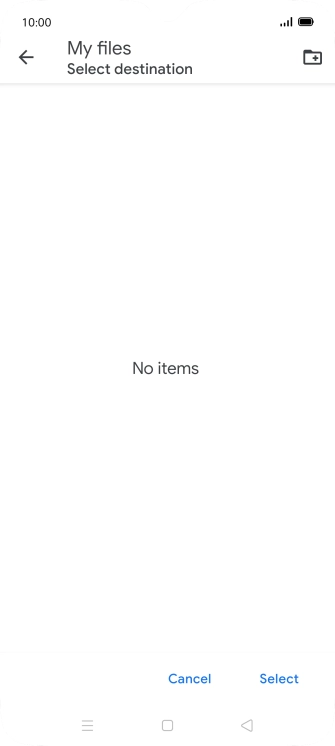 To create a new folder, press the new folder icon and follow the instructions on the screen to create a new folder.