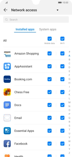 Press the field next to the application name in the 