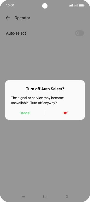 Press Off to turn off the function and wait while your phone searches for networks.