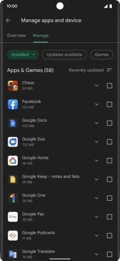 Press the required app.