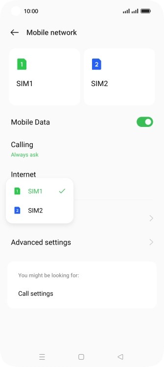 Press the required SIM.
