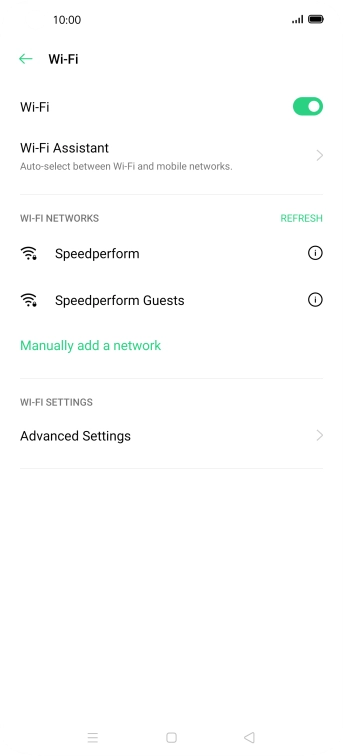 Press the required Wi-Fi network.