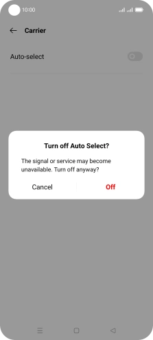 Press Off to turn off the function and wait while your phone searches for networks.