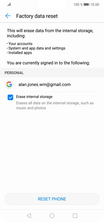Press RESET PHONE.