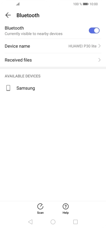 Press the required Bluetooth device and follow the instructions on the screen to pair the device with your phone.