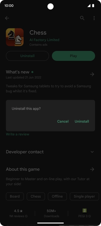 Press Uninstall.