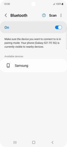 Press the required Bluetooth device and follow the instructions on the screen to pair the device with your phone.