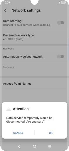 Press OK to turn off the function and wait while your phone searches for networks.