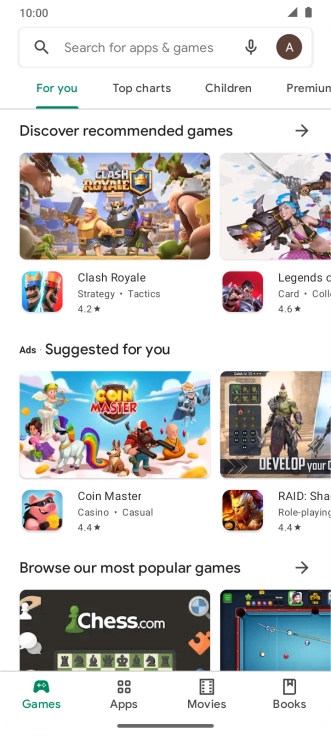 Press the search field.