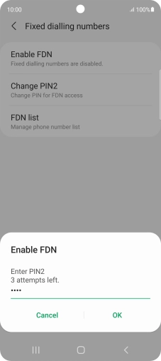 Key in your PIN2 and press OK. The default PIN2 is 0000.