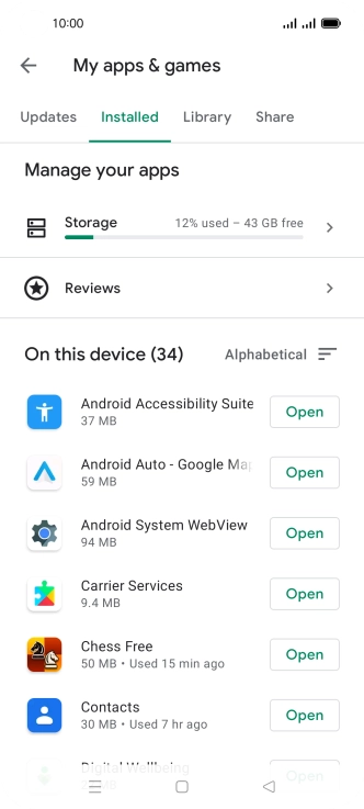 Press the required app.