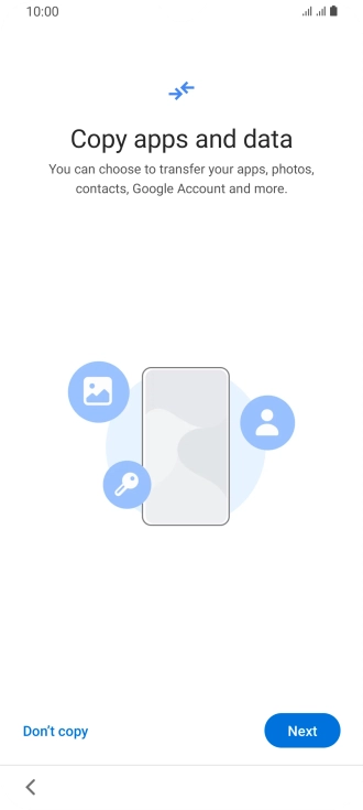 You can transfer the contents of another phone to your phone when it's activated for the first time and after a factory reset. When this screen is displayed, your phone is ready to transfer contents from another phone.