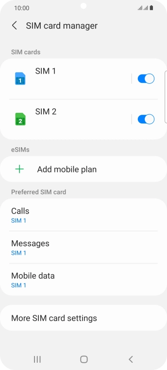 Press the required SIM.