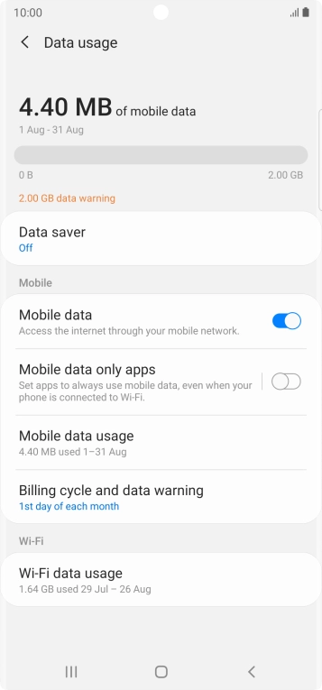 The total data usage is displayed.