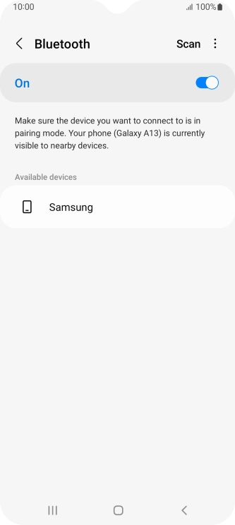 Press the required Bluetooth device and follow the instructions on the screen to pair the device with your phone.