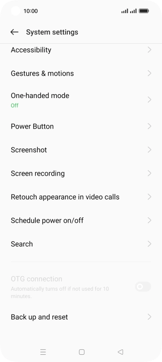 Press Back up and reset.