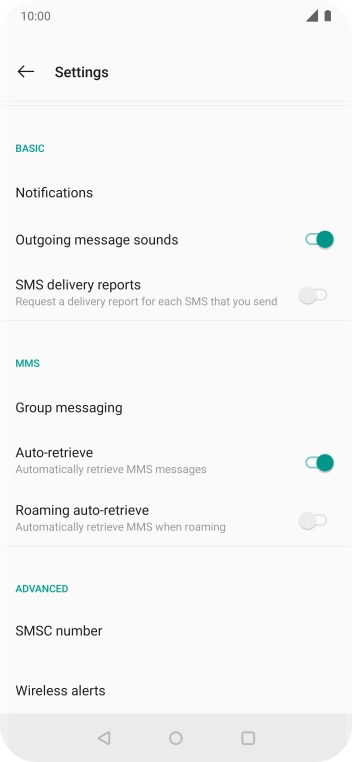 Press SMSC number.
