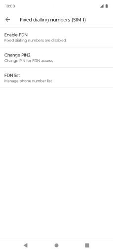 Press Enable FDN to turn on fixed dialling.
