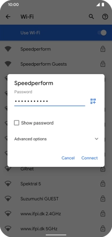 Key in the password for the Wi-Fi network and press Connect.
