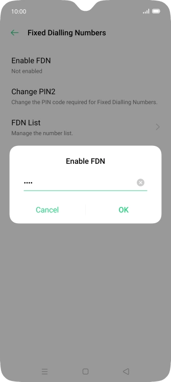 Key in your PIN2 and press OK. The default PIN2 is 0000.