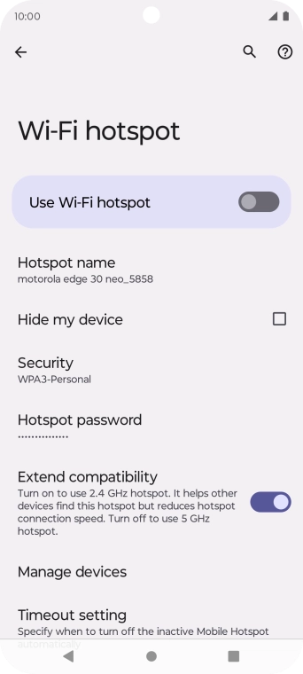 Press Hotspot password.