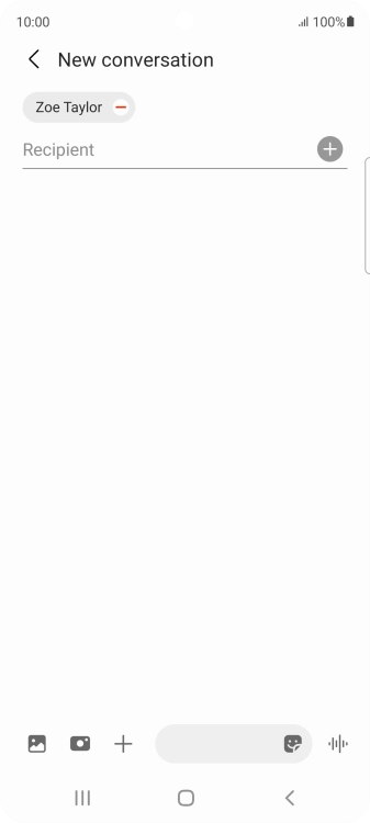 Press the text input field and write the text for your MMS.