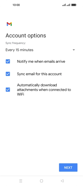 If this screen is displayed, you email account has been recognised and set up automatically. Follow the instructions on the screen to key in more information and finish setting up your phone.