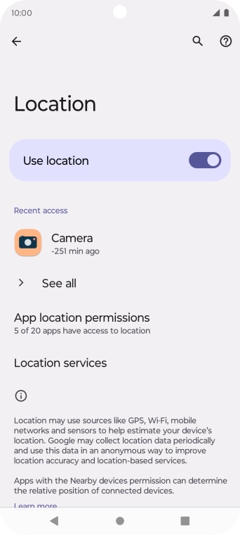 Press App location permissions.