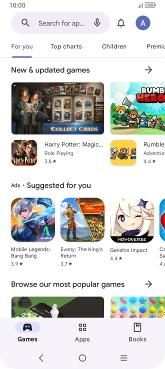 Press the search field.