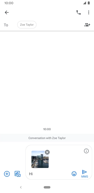 Press the send icon when you've finished your MMS.