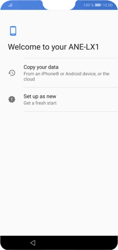 You can transfer the contents of another phone to your phone when it's activated for the first time and after a factory reset. When this screen is displayed, your phone is ready to transfer contents from another phone.
